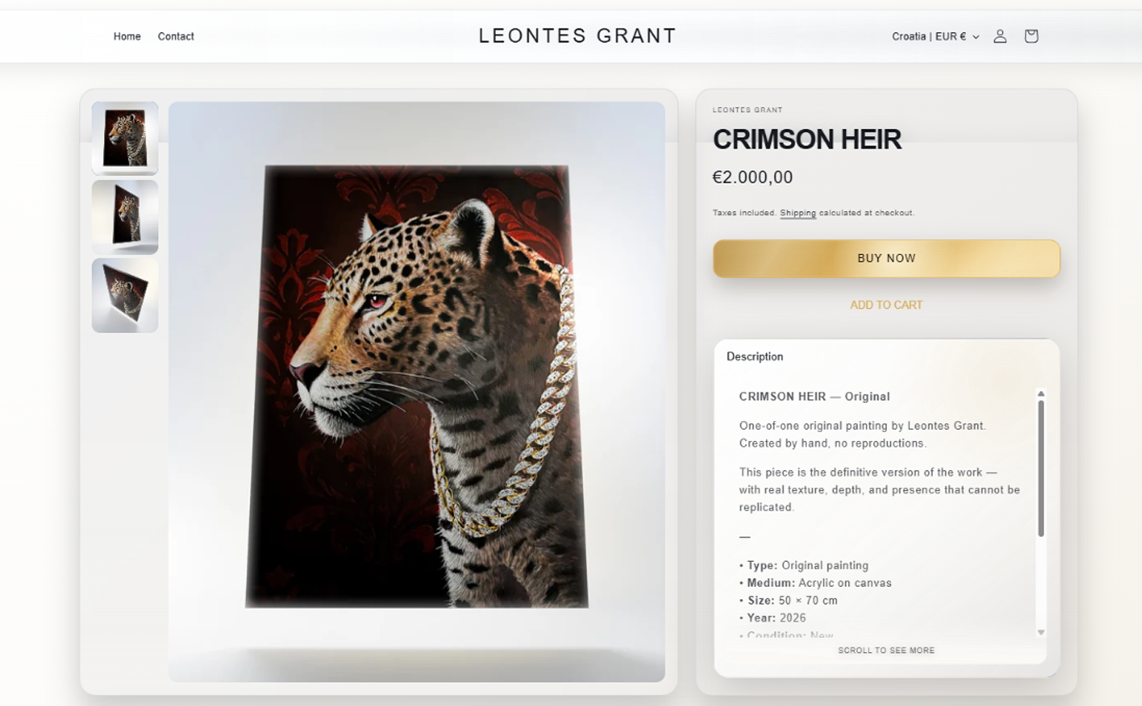 Leontes Grant prabangių paveikslų el. parduotuvė (leontesgrant.com) – Revers projektas